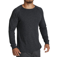 Mens Merino Wool Blend Thermal Top Long Sleeve Base Layer Underwear - Black - S