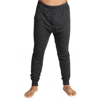 Mens Thermal Long John Pants Merino Wool Blend Base Layer Winter Warm - Black - S