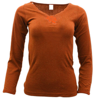 Womens Merino Wool Blend Thermal Top Long Sleeve V Neck Spencer Warm - Burgundy - 12-14