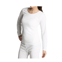 Womens Merino Wool Blend Thermal Top Long Sleeve Spencer Base Layer - Beige - 20-22