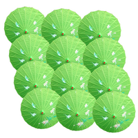 12x PARASOL UMBRELLA Chinese Japanese Bamboo Flower Pattern 80cm Large BULK - Light Green
