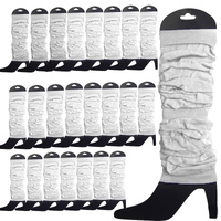 24 LEG WARMERS Knitted Womens Neon Party Knit Ankle Fluro Dance Costume 80s BULK - White