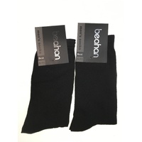 2 Pairs COTTON BUSINESS SOCKS Mens Dress Crew Plain Work Casual - Black - 6-11