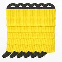 6x Womens Leg Warmers Disco Winter Knit Dance Party Crochet Legging Socks Costume - Yellow