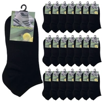 24x COTTON ANKLE SOCKS Sport Low Cut Mens Womens Running  BULK Anklet - Black