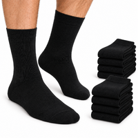 9 Pairs COTTON BUSINESS SOCKS Mens Dress Crew Plain Work Casual  BULK - Black