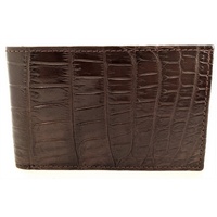 Mens Slim Genuine Skin Crocodile Leather Wallet Bi Fold Gift - Brown