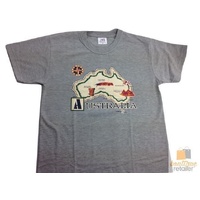 Adult T Shirt Australian Australia Day Souvenir Tee Top 100% COTTON - Grey - Large