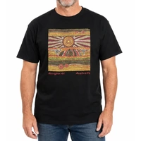 Mens Australia T Shirt Aboriginal Art 100% Cotton Souvenir Indigenous Tee in Black