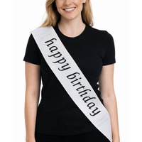 Party Sash Happy Birthday Hen Night Womens Celebration Sash One Size - White