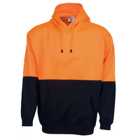 HI VIS POLAR FLEECE HOODIE Jumper Safety Workwear Fleecy Jacket Unisex - Orange - L