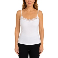 Womens Camisole Top 100% Cotton Cami Strap Singlet Basic Tank Shirt - Natural