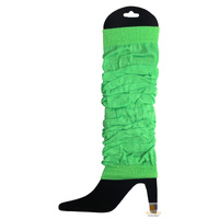 LEG WARMERS Knitted Womens Neon Party Knit Ankle Fluro Dance Costume 80s Pair - Fluro Green