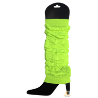 LEG WARMERS Knitted Womens Neon Party Knit Ankle Fluro Dance Costume 80s Pair - Fluro Yellow