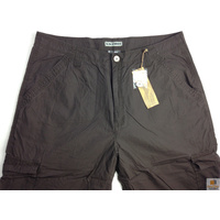 Mens 3/4 CARGO SHORTS Long Pants 100% COTTON Army Military Combat Summer - Brown - Small (30"")