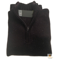 Mens Knit Jumper Pullover Sweater Knitted Casual Stretch Warm Winter  - Half Zip Burgundy 97 (KW14) - M