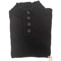 Mens Knit Jumper Pullover Sweater Knitted Casual Stretch Warm Winter  - 4 Button Mulberry 94 (KW16) - M