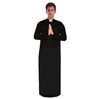 Men's PRIEST Father Costume Religious Halloween Robe Church Collar Vicar Preacher