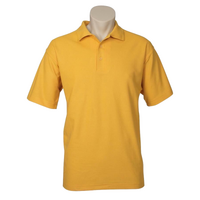 Mens Polo Top Shirt Plain Casual Short Sleeve Knit Basic T-Shirt - Yellow - 5XL
