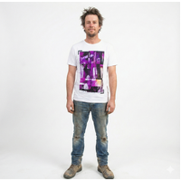 100% Cotton T-Shirt with Print Design Slim Fit Basic Tee Top in White - M