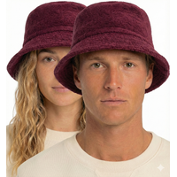 100% Cotton Terry Towelling Bucket Hat Daggy Fishing Camping Lad Cap in Burgundy - Medium
