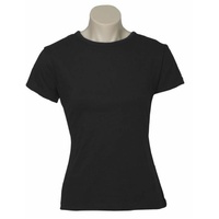 Womens Plain Ladies T SHIRT 100% COTTON Basic Tee Casual Top Size 6-24 T-Shirt - Black - 16