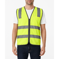Hi Vis Safety Vest Reflective Tape Zip Up Workwear Pocket High Visibility in Yellow - XXL