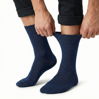 1x Pair COTTON Rich LOOSE TOP SOCKS Circulation Diabetic Comfort in Navy - 6-11