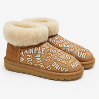 Womens Australian Sheepskin Wool Fur Mini UGG Ankle Boots in Metallic Chestnut - 4