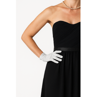DENTS Wrist Length Satin Evening Gloves Wedding Stretch Formal Bridal in Silver