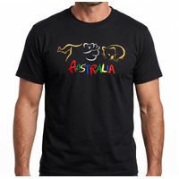 Adult Australia T Shirt Kangaroo Koala 100% Cotton Souvenir Tee Top - Black - XL