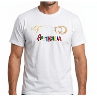 Adult Australia T Shirt Kangaroo Koala 100% Cotton Souvenir Tee Top - White - XL