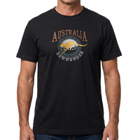 Adult Australia Kangaroo T Shirt Australia Day Souvenir Tee Top 100% Cotton - Black - S