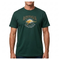 Adult Australia Kangaroo T Shirt Australia Day Souvenir Tee Top 100% Cotton - Bottle Green - M