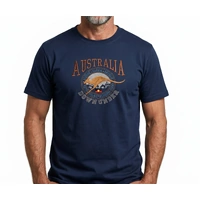 Adult Australia Kangaroo T Shirt Australia Day Souvenir Tee Top 100% Cotton - Navy - M