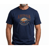 Adult Australia Kangaroo T Shirt Australia Day Souvenir Tee Top 100% Cotton - Navy - S