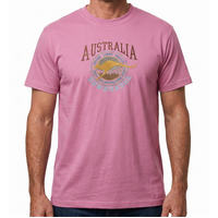 Adult Australia Kangaroo T Shirt Australia Day Souvenir Tee Top 100% Cotton - Pink - S