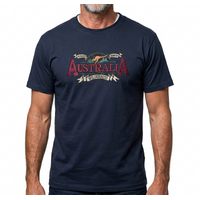 Mens Australia Wilderness T Shirt Souvenir Tee Top 100% Cotton - Navy Blue - XL