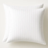 2x 100% Cotton European Pillowcase 400 Thread Count Hotel Quality - Striped White (65x65cm)