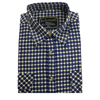 Mens FLANNELETTE SHIRT Check 100% COTTON Flannel Vintage Long Sleeve - 49 (Full Placket) - S