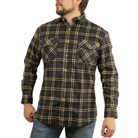 Mens FLANNELETTE SHIRT Check 100% COTTON Flannel Vintage Long Sleeve - 99 (Full Placket) - S