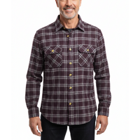Mens Flannelette Shirt 100% Cotton Check Flannel Long Sleeve - Burgundy