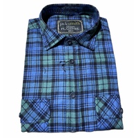 Mens Flannelette Long Sleeve Shirt 100% Cotton Authentic Flannel - Half Placket - Green - M