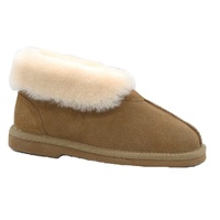 GROSBY Womens Princess UGG Boots Genuine Sheepskin Suede Leather Slippers  - Chestnut - 5