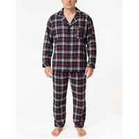 Mens Plus Size Flannelette Pyjamas 100% Cotton PJs Set Top Pants in Red Check - S