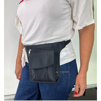 Milleni Waist Bag Utility Travel Belt Bum Bag Adjustable Strap w/ Zipper in Black