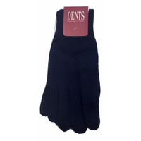 100% PURE WOOL GLOVES Winter Snow Ski Plain Knit Knitted Warm Plain - Navy