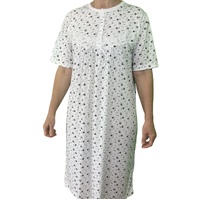 Womens Ladies Cotton Nightie Night Gown Slip Petticoat PJs Sleepwear Dress - White/Purple - 16