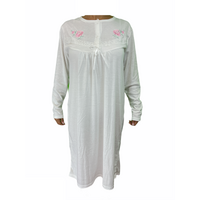 Womens Ladies Cotton Nightie Night Gown Pajamas Pyjamas Sleepwear PJ - White - 20