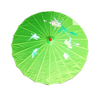 PARASOL UMBRELLA Chinese Japanese Bamboo Flower Pattern Fabric 80cm Diameter - Light Green